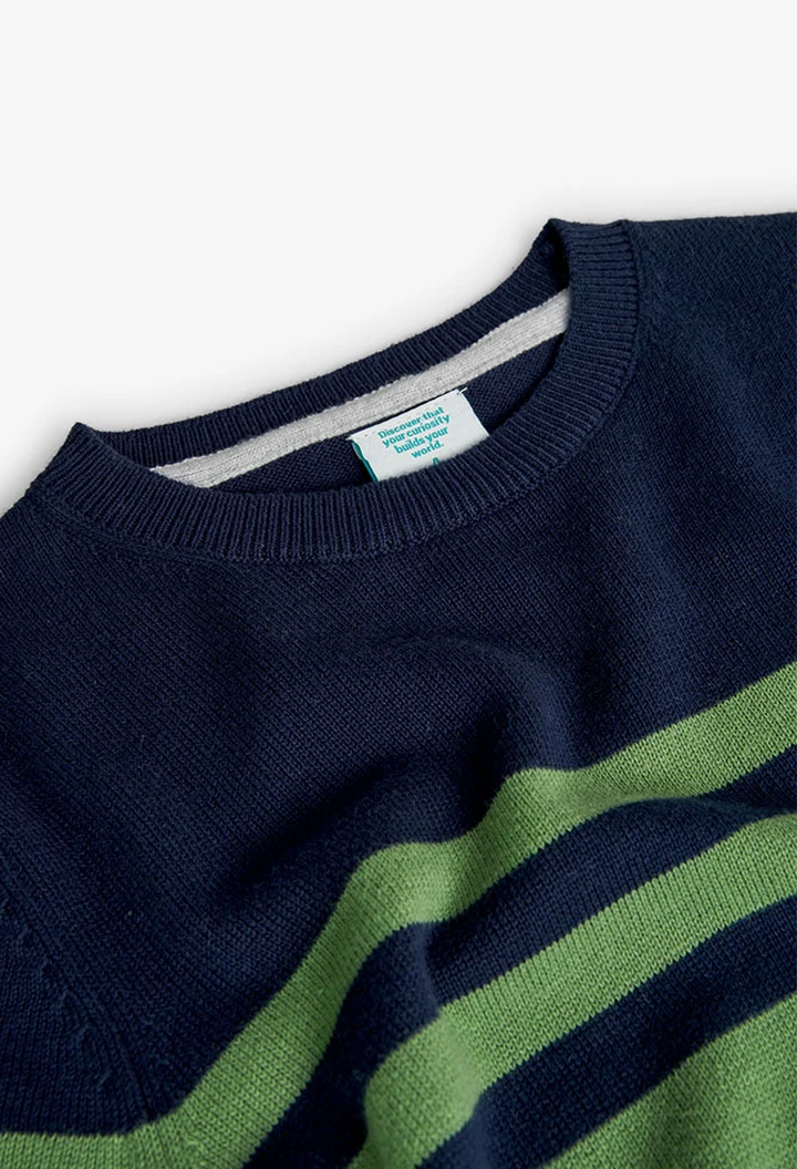 Pull tricoté bleu marine pour garçon