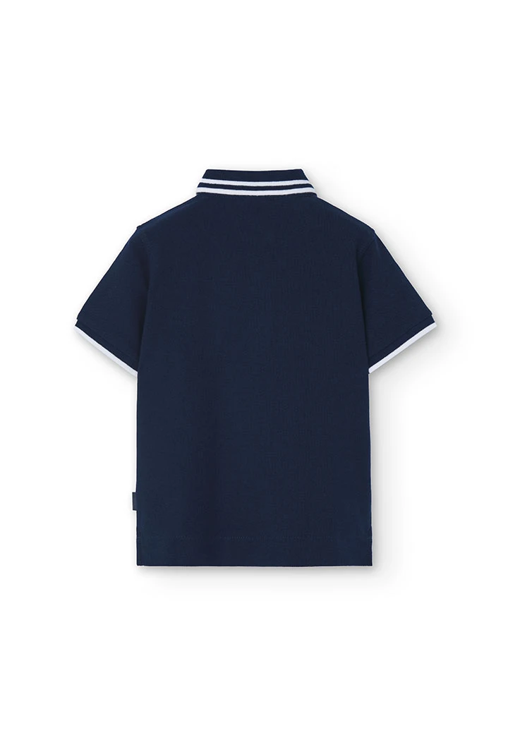 Boy\'s navy blue piqué polo shirt
