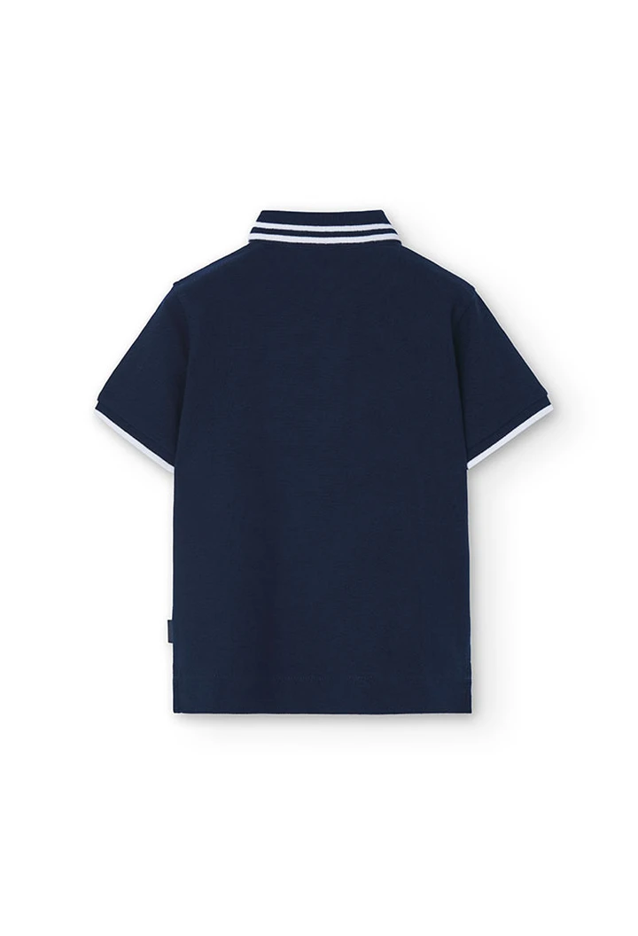 Polo garçon en piqué bleu marine