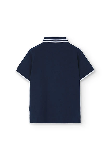 Boy's navy blue piqué polo shirt