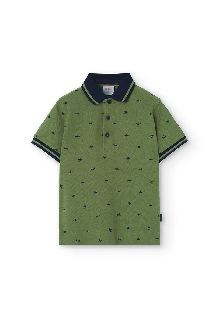 Boy\'s printed piqué polo shirt