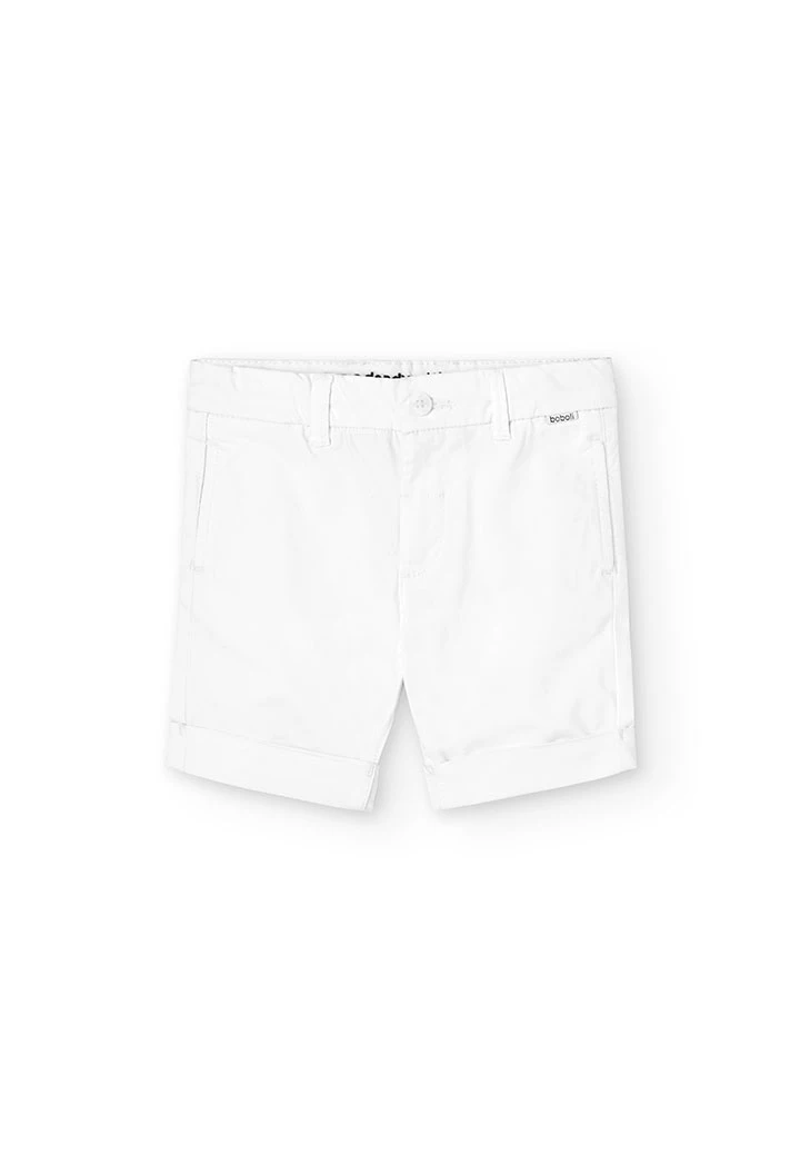 Boy\'s satin Bermuda shorts in white