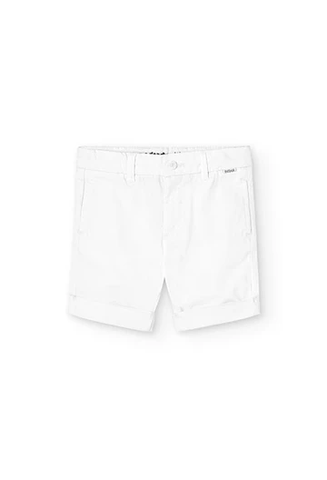 Boy\'s satin Bermuda shorts in white
