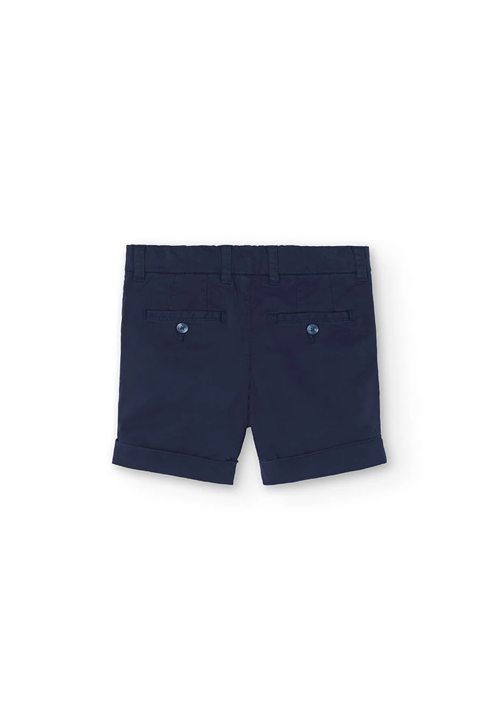 Boy\'s satin Bermuda shorts in navy blue