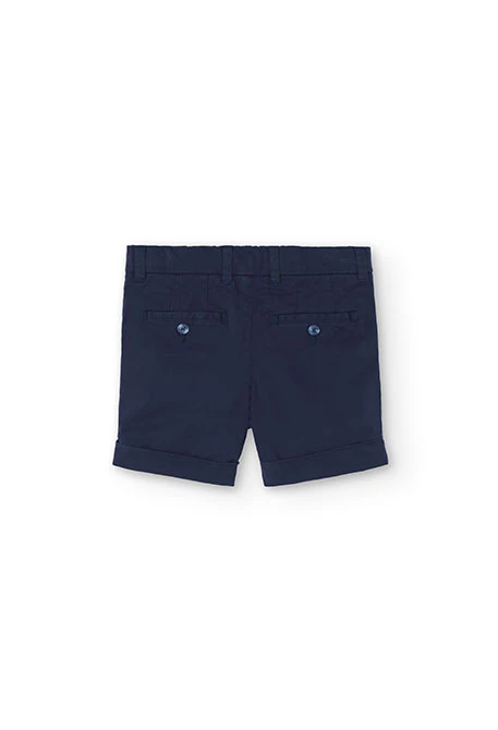 Boy's satin Bermuda shorts in navy blue