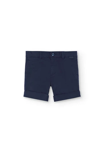 Boy\'s satin Bermuda shorts in navy blue