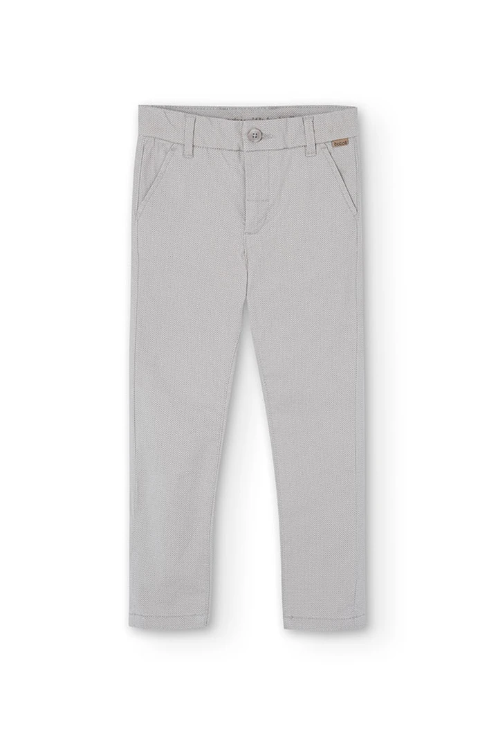Pantalon garçon en satin élastique imprimé