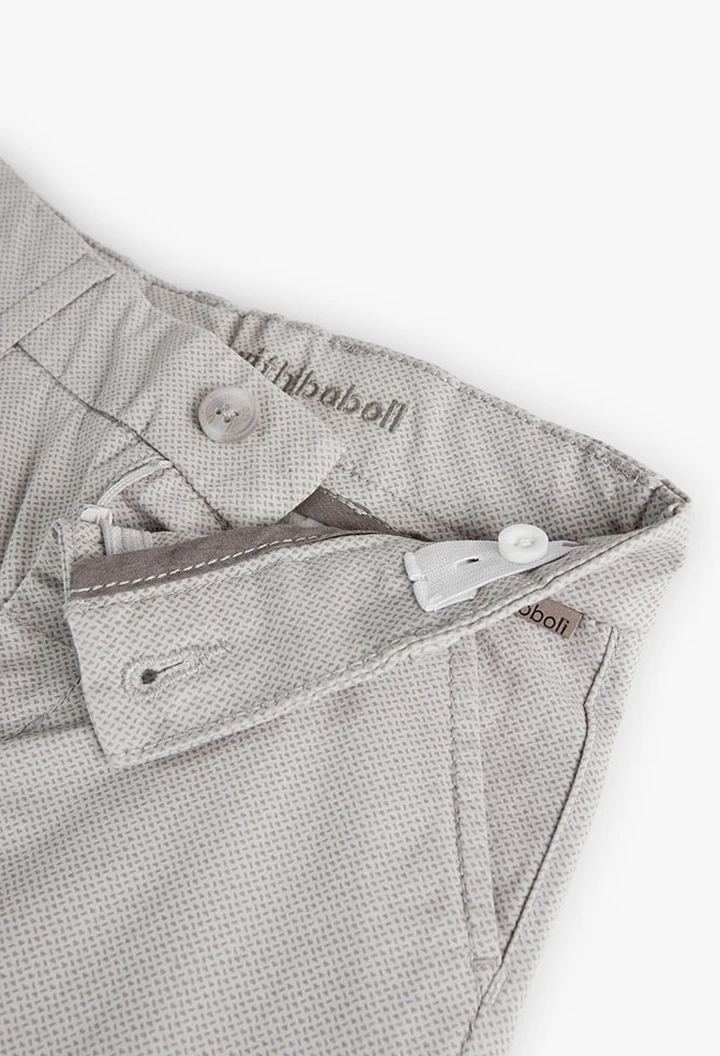 Pantalon garçon en satin élastique imprimé