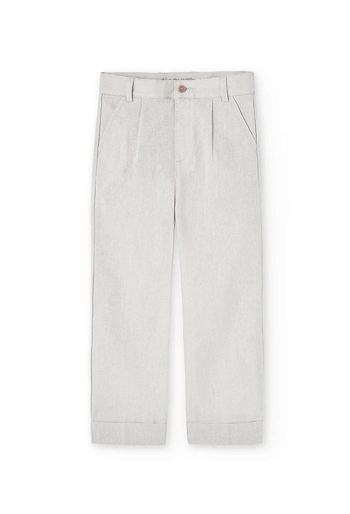 Pantalon garçon en lin, beige