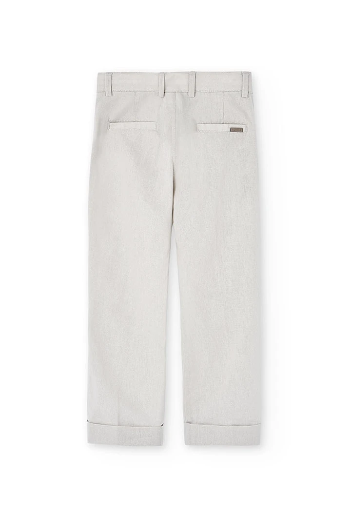 Pantalon garçon en lin, beige