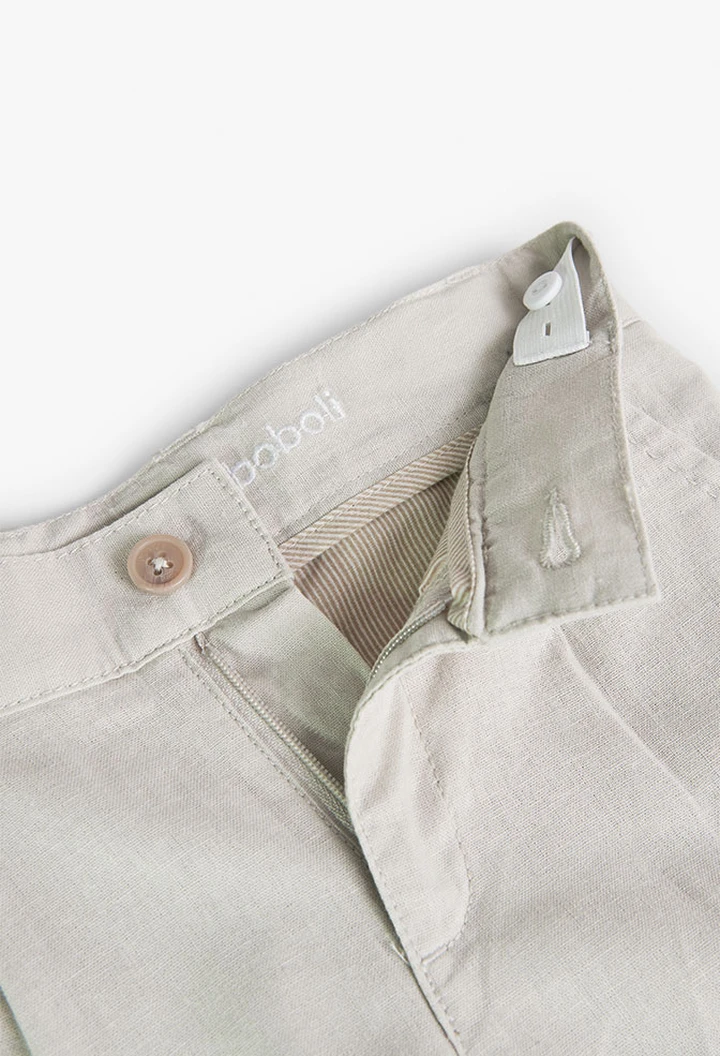 Pantalon garçon en lin, beige