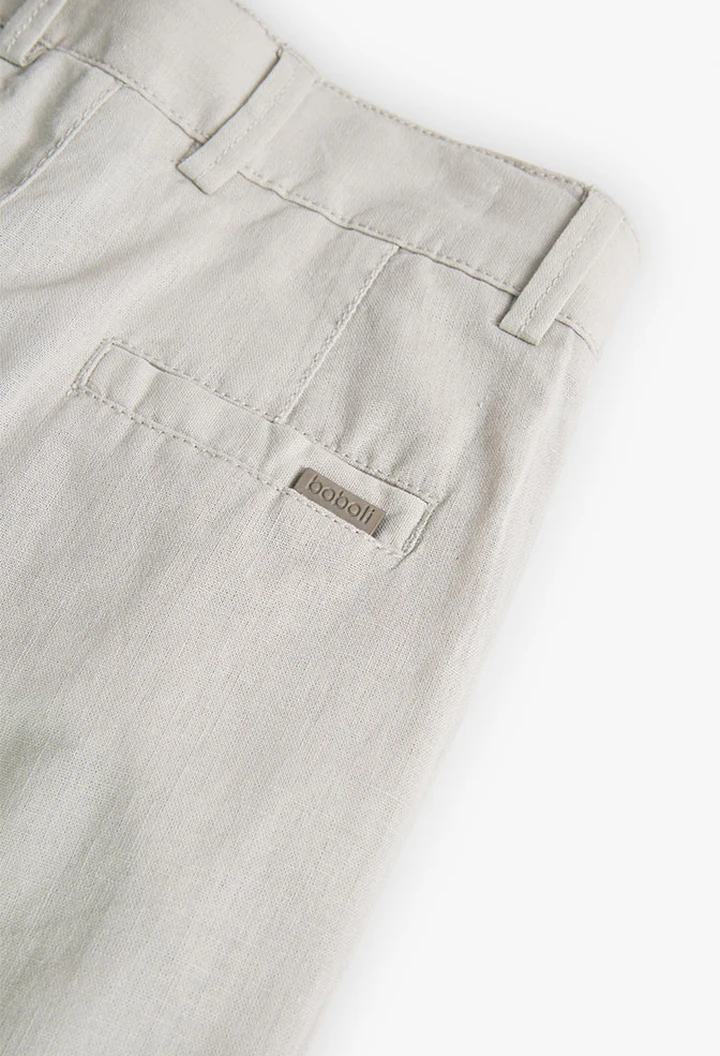 Pantalon garçon en lin, beige