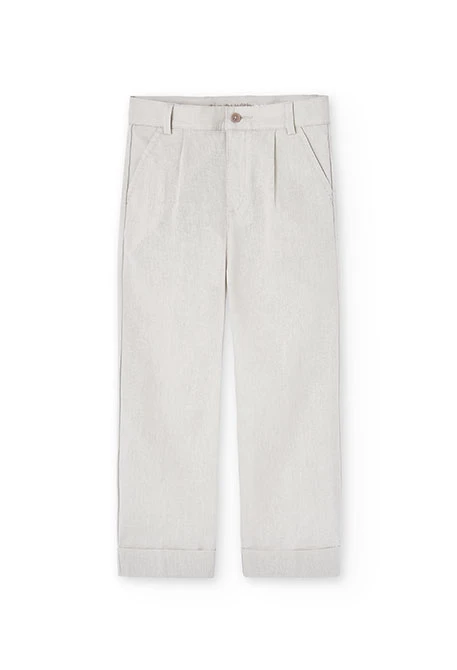 Pantalon garçon en lin, beige