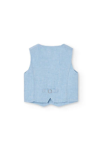 Boy\'s two-tone linen waistcoat in light blue