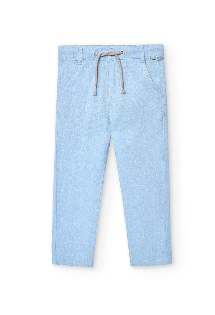 Boys\' two-tone linen trousers in light blue