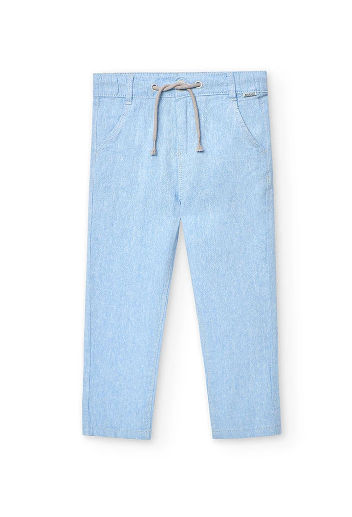 Pantalon bicolore en lin, bleu ciel, pour garçon