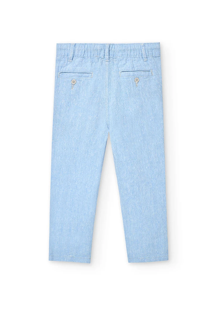 Pantalon bicolore en lin, bleu ciel, pour garçon