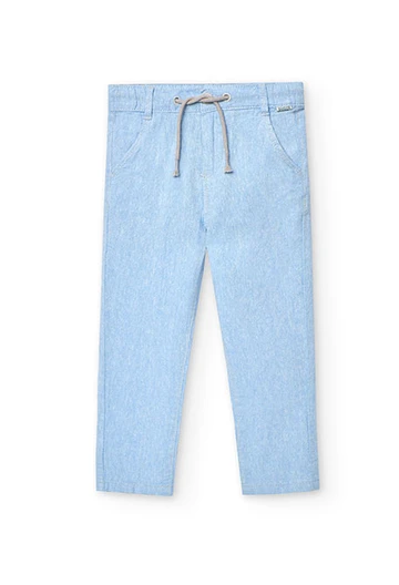 Boys\' two-tone linen trousers in light blue