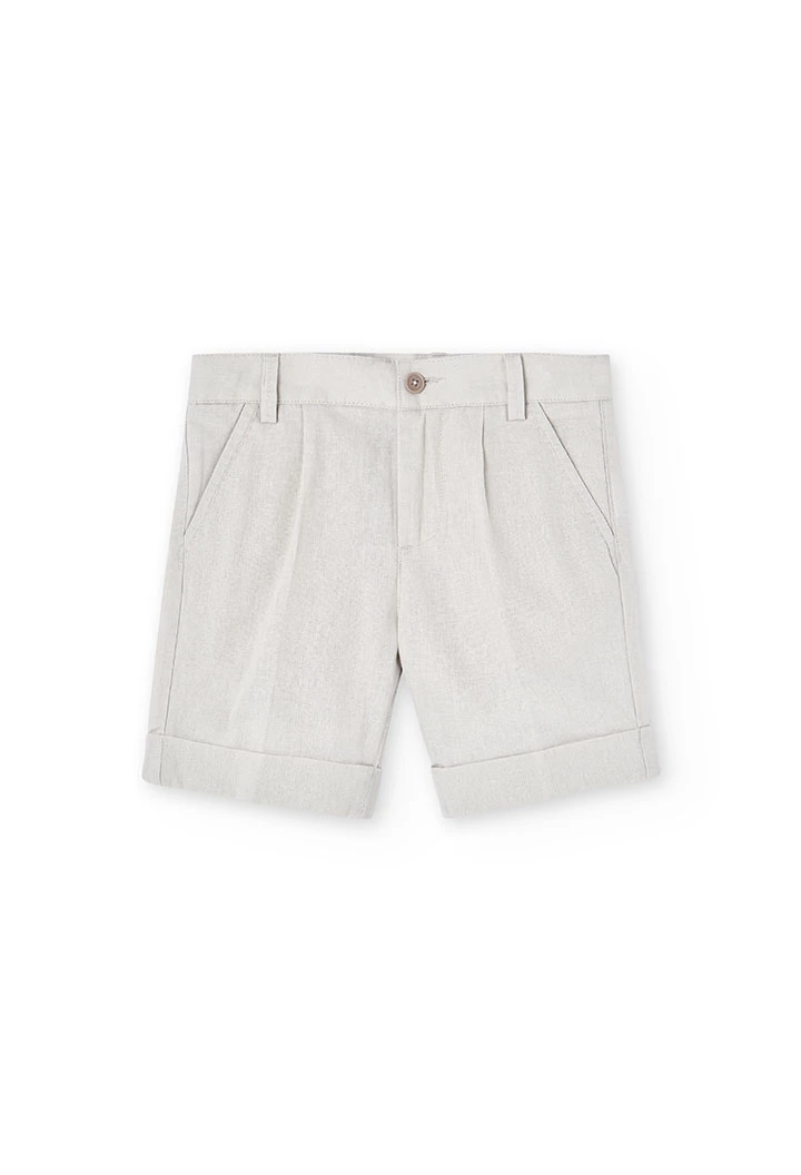 Leinen-Bermuda-Shorts, für Jungen, in Farbe Beige