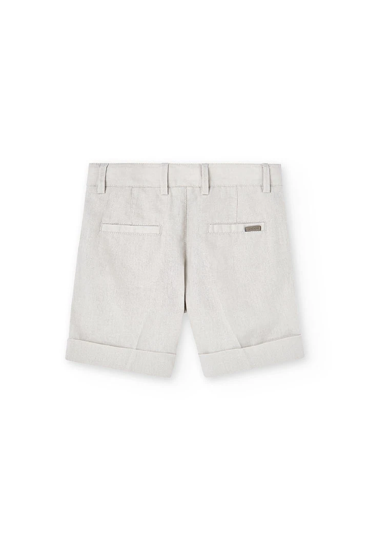 Leinen-Bermuda-Shorts, für Jungen, in Farbe Beige
