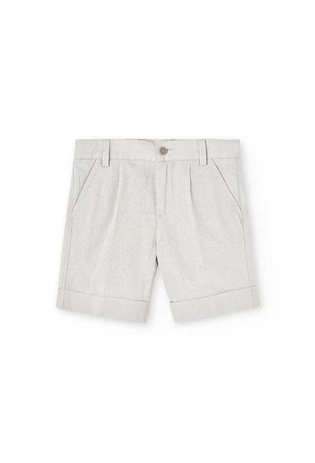 Boy's beige linen Bermuda shorts