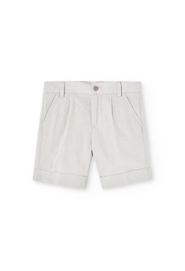 Boy\'s beige linen Bermuda shorts