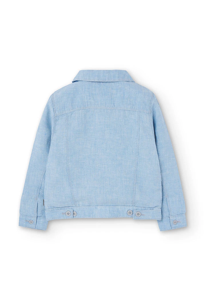 Boy\'s two-tone linen jacket in light blue