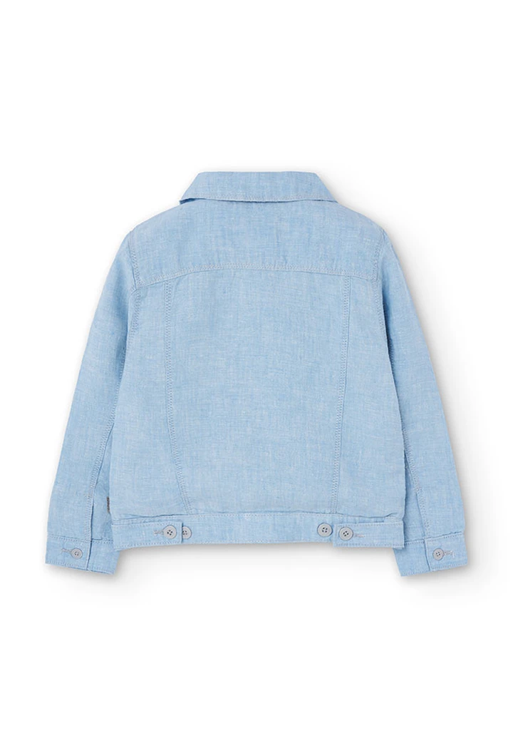 Veste garçon en lin bicolore, bleu clair