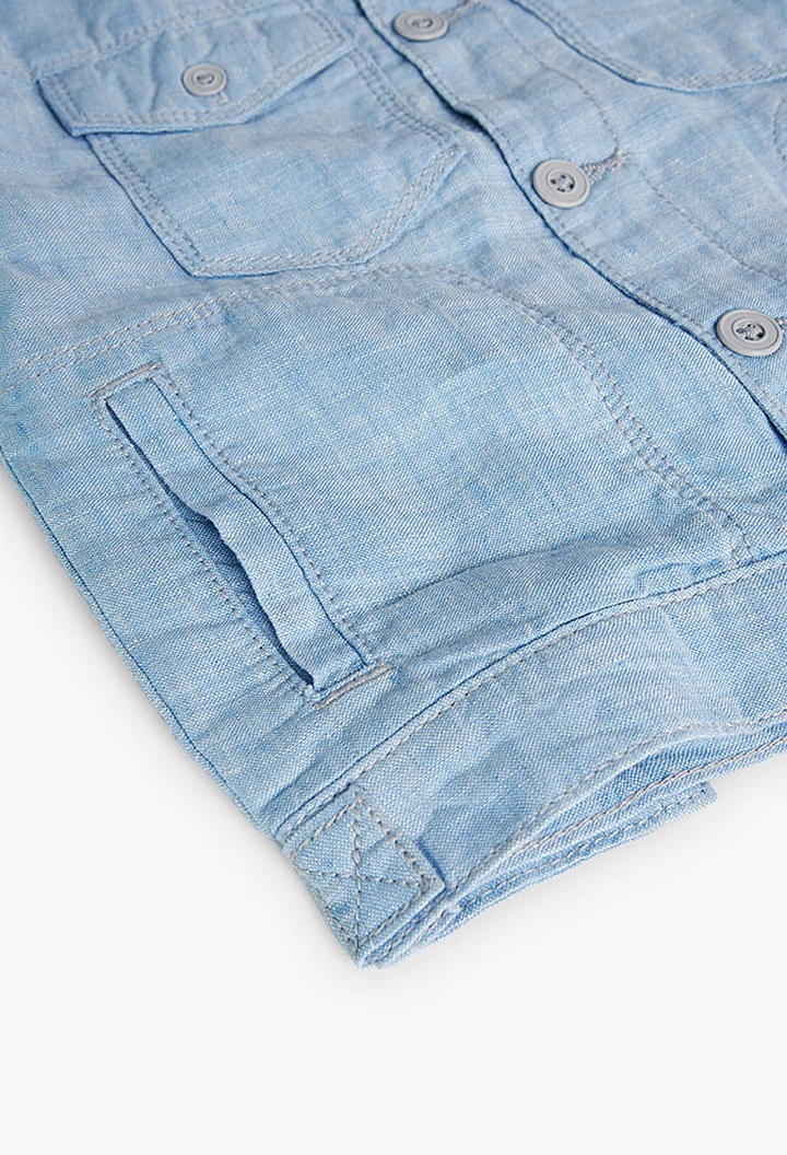 Veste garçon en lin bicolore, bleu clair