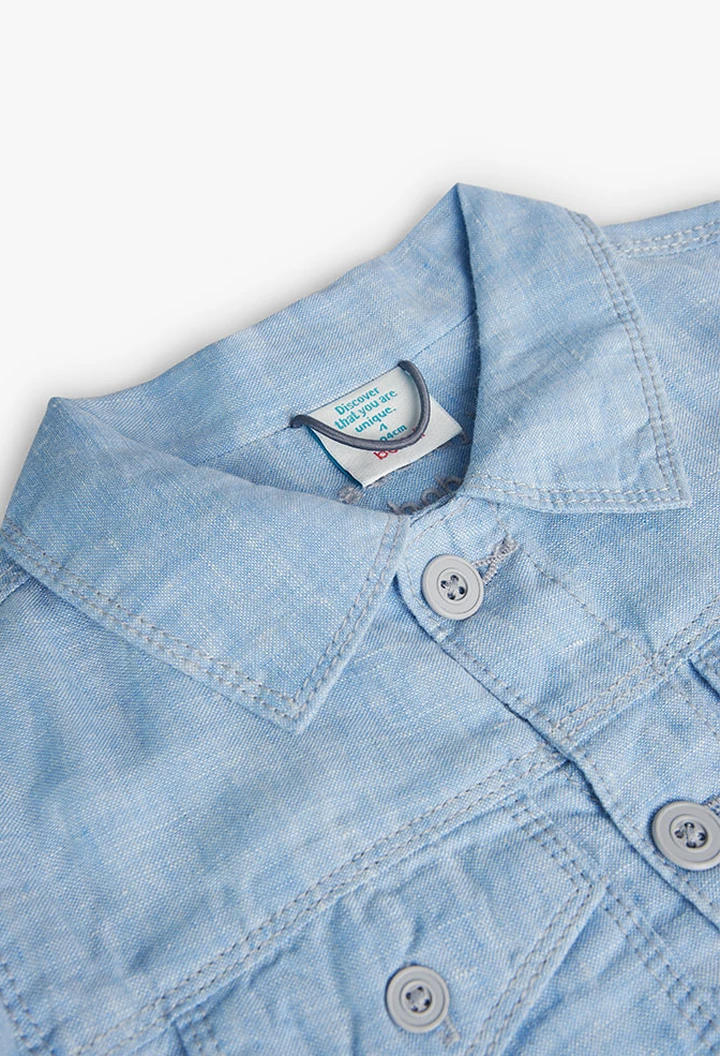 Veste garçon en lin bicolore, bleu clair