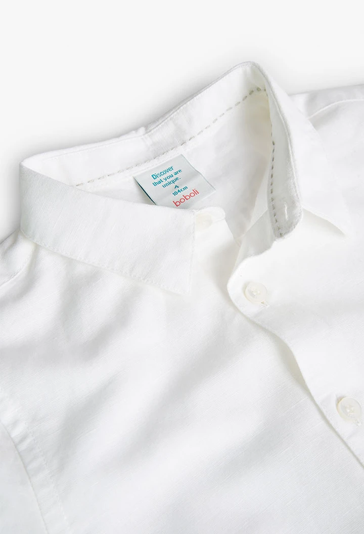 Chemise en lin pour garçon, couleur blanche