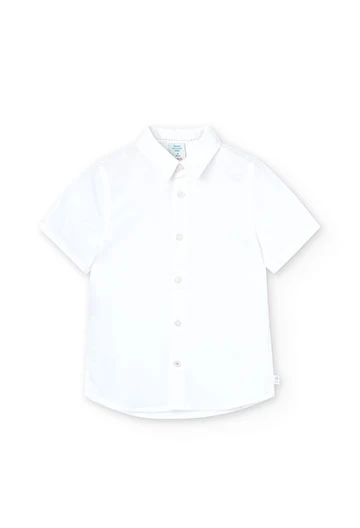 Camisa de lli de nen en color blanc
