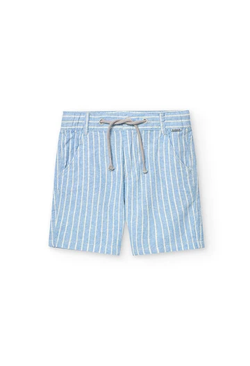 Boy\'s striped linen Bermuda shorts
