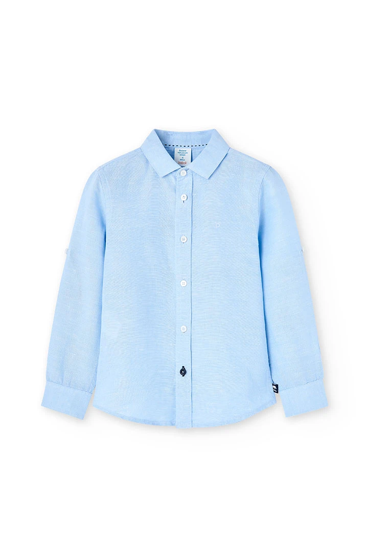 Camisa de lli de nen en color blau