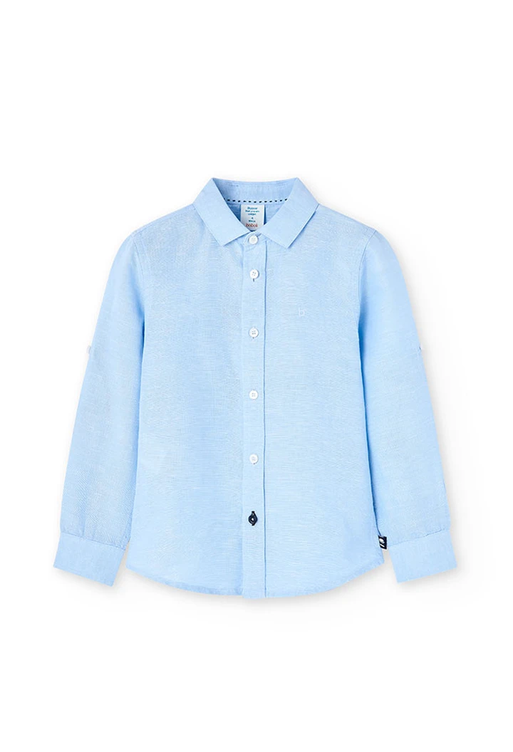 Chemise en lin pour garçon, couleur bleue