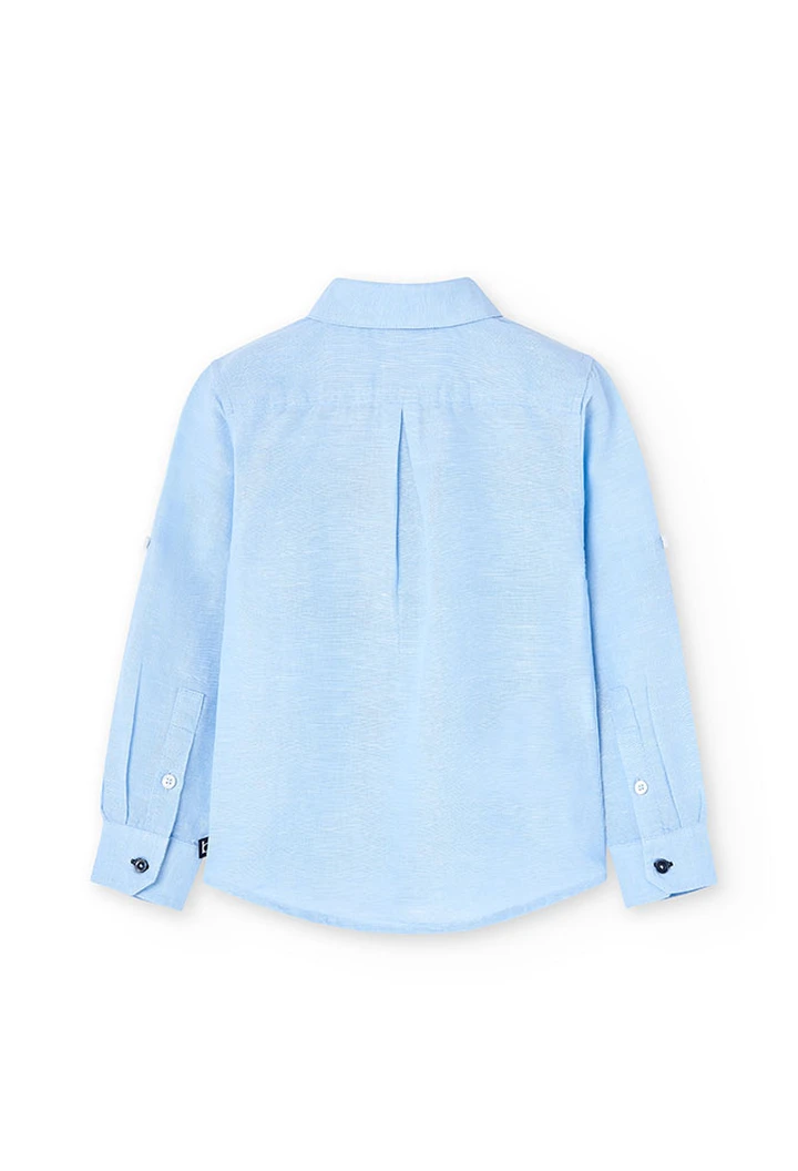 Chemise en lin pour garçon, couleur bleue