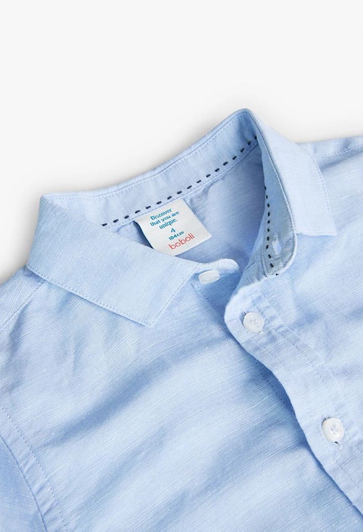 Chemise en lin pour garçon, couleur bleue