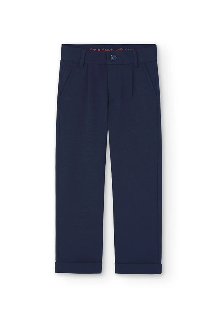 Pantalon tricoté fantaisie pour garçon, bleu marine