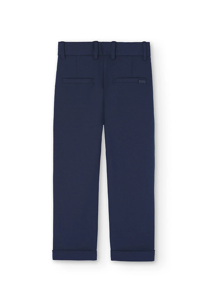 Pantalon tricoté fantaisie pour garçon, bleu marine