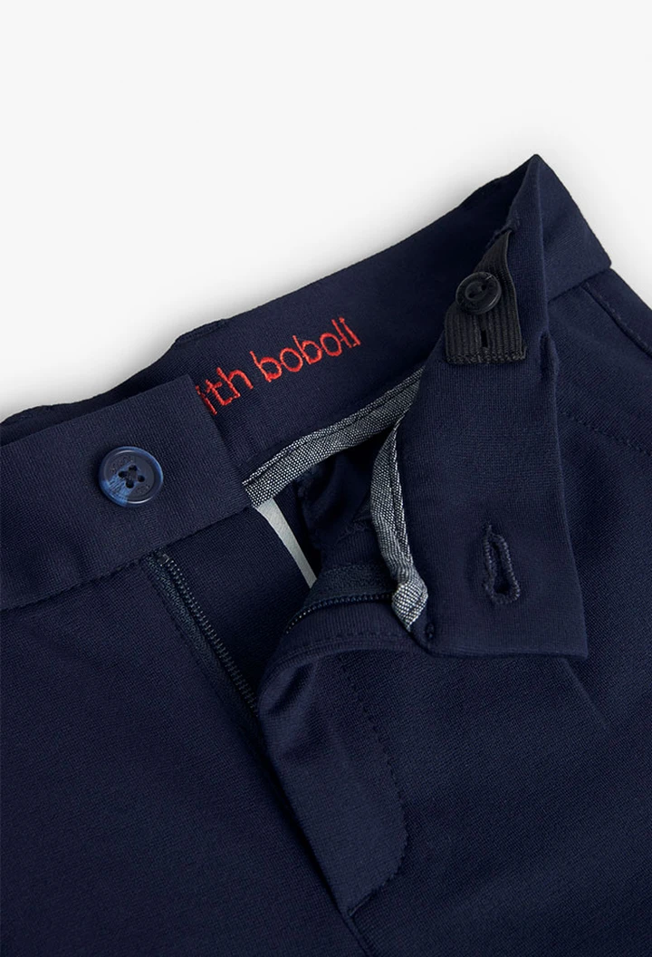 Pantalon tricoté fantaisie pour garçon, bleu marine