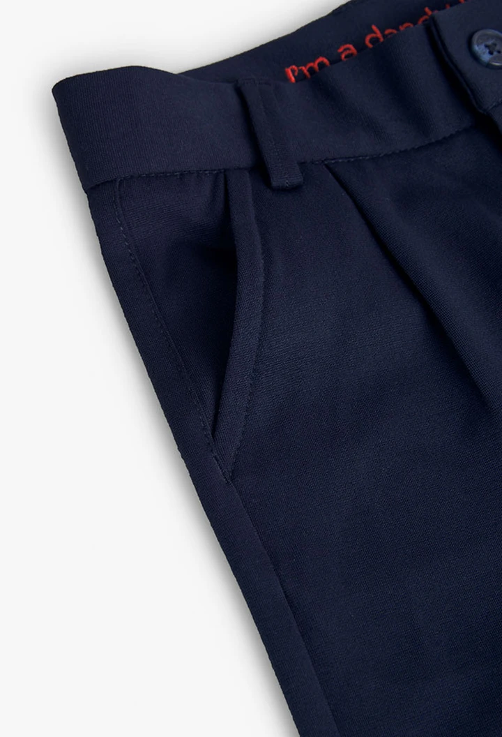 Pantalon tricoté fantaisie pour garçon, bleu marine
