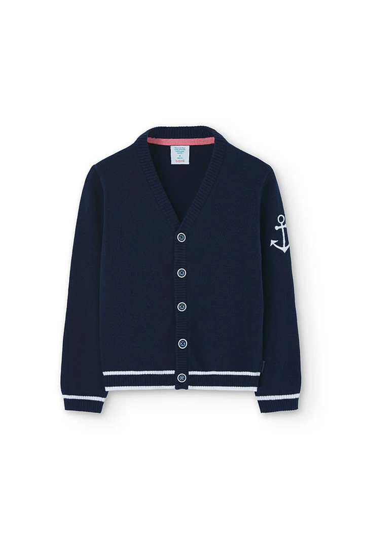 Veste tricotée garçon bleu marine