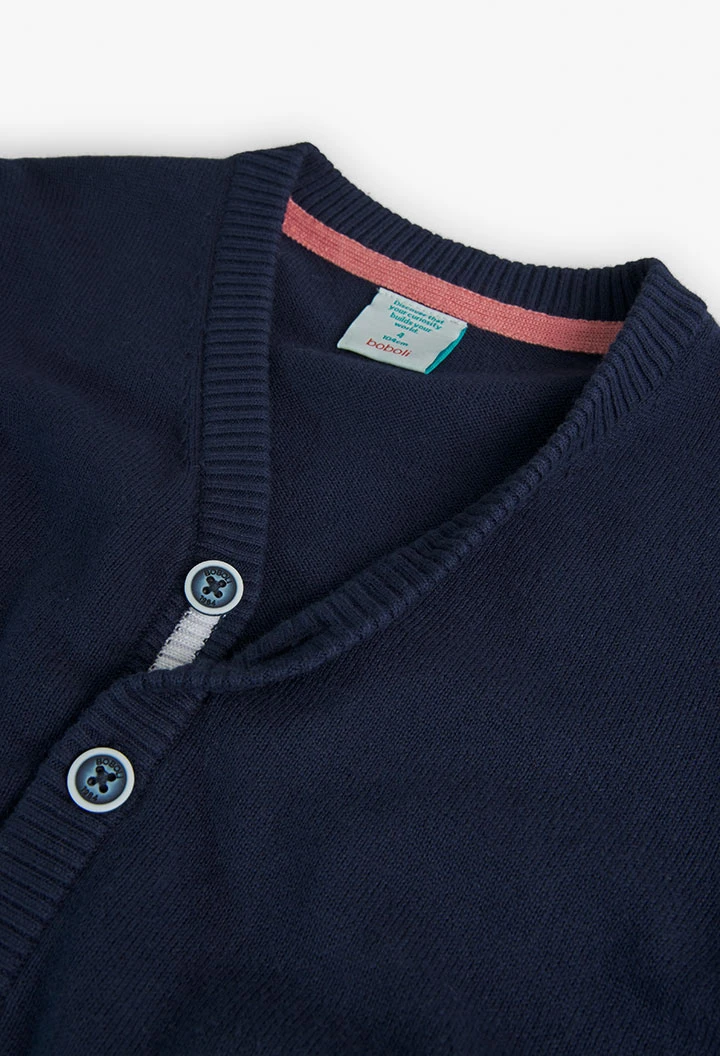 Tricotage-Jacke für Jungen, in Farbe Marineblau