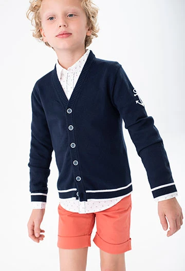 Tricotage-Jacke für Jungen, in Farbe Marineblau