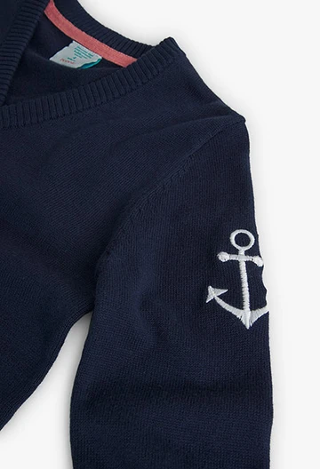 Jaqueta de tricotosa de nen en blau marí