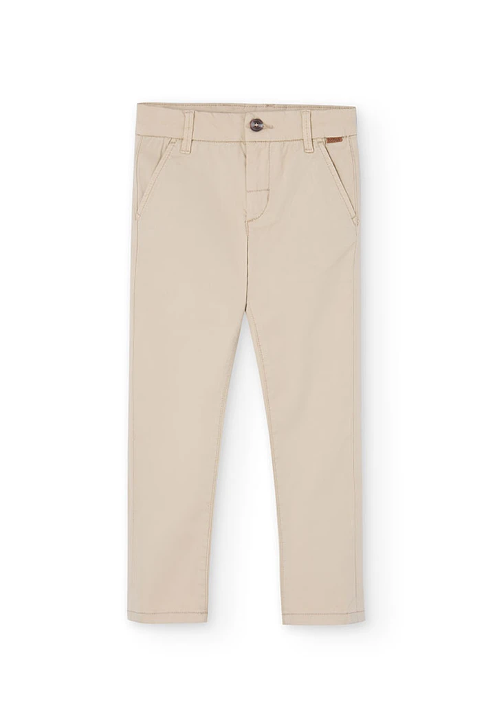 Pantalon garçon en satin élastique, beige