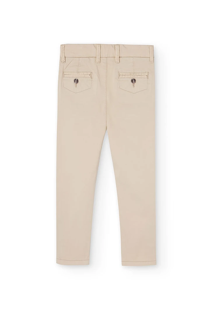 Pantalon garçon en satin élastique, beige