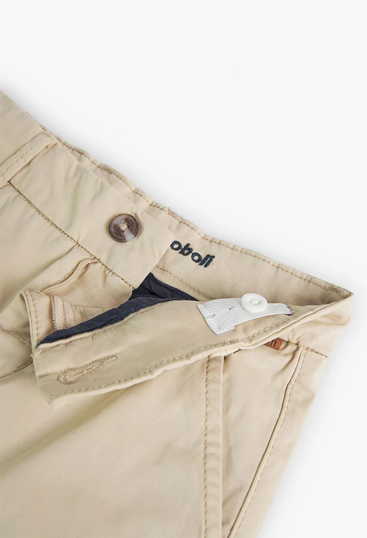 Pantalon garçon en satin élastique, beige