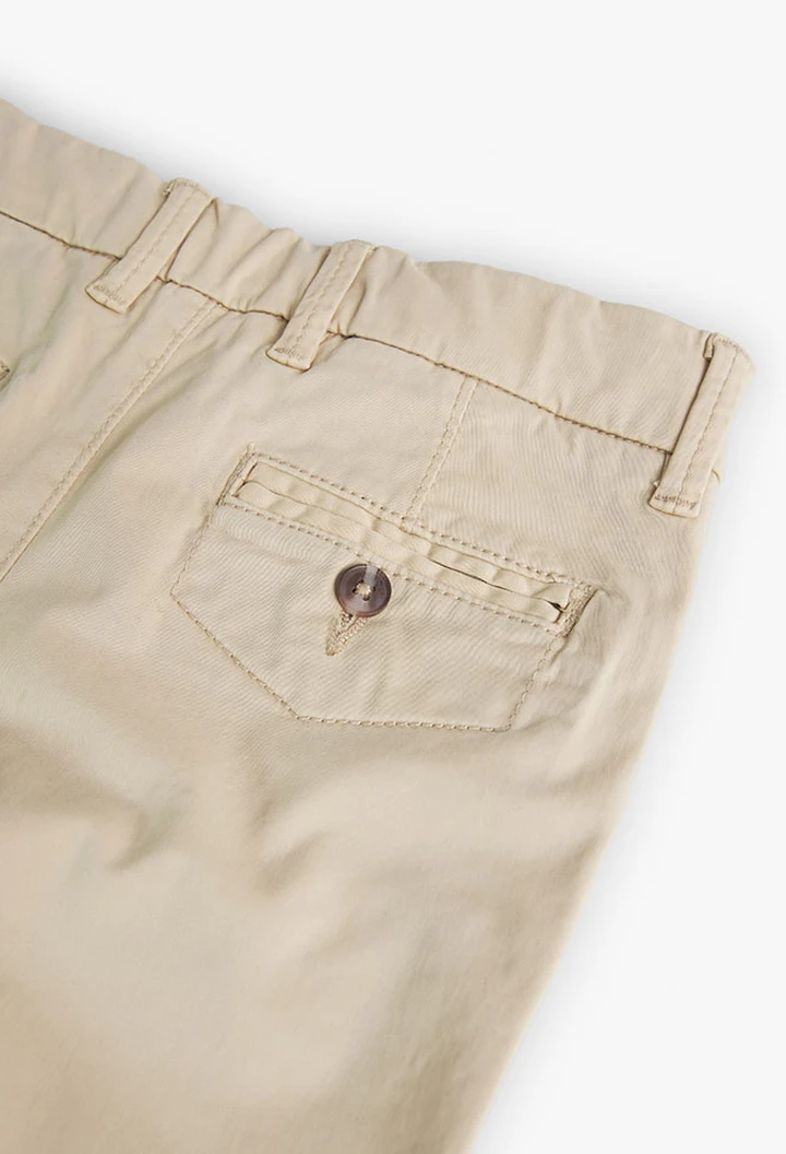 Pantalon garçon en satin élastique, beige
