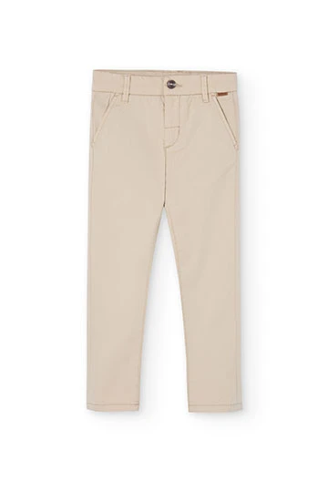 Pantalons de setí elàstic de nen en color beix